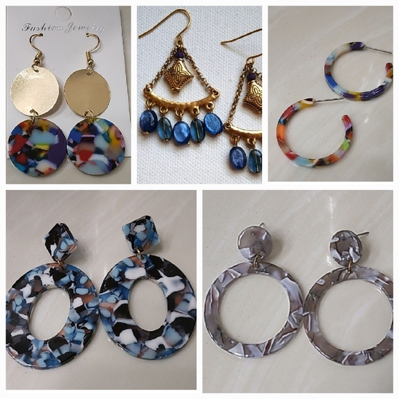 Fashion Jewelry Jewelry - Bundle Of 5 Resin and Beaded Dangle Earrings